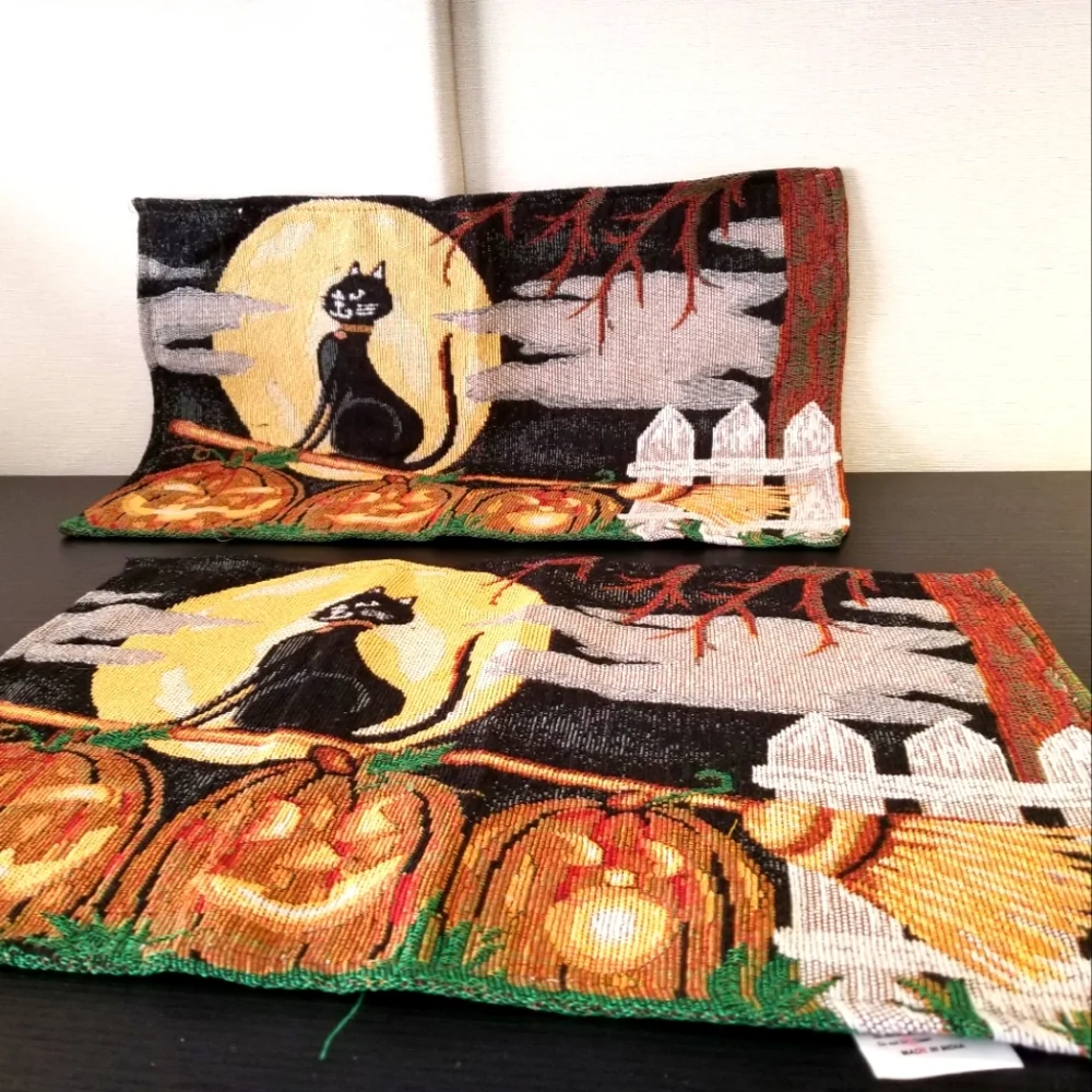 New Handcrafted Cat and Pumpkin Tablemats, set of 2
